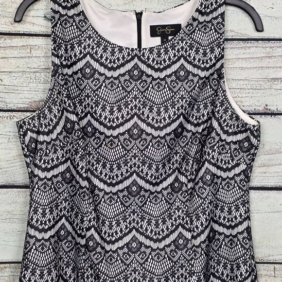 Jessica Simpson 12 Black White Lace Sheath Dress - Picture 2 of 10